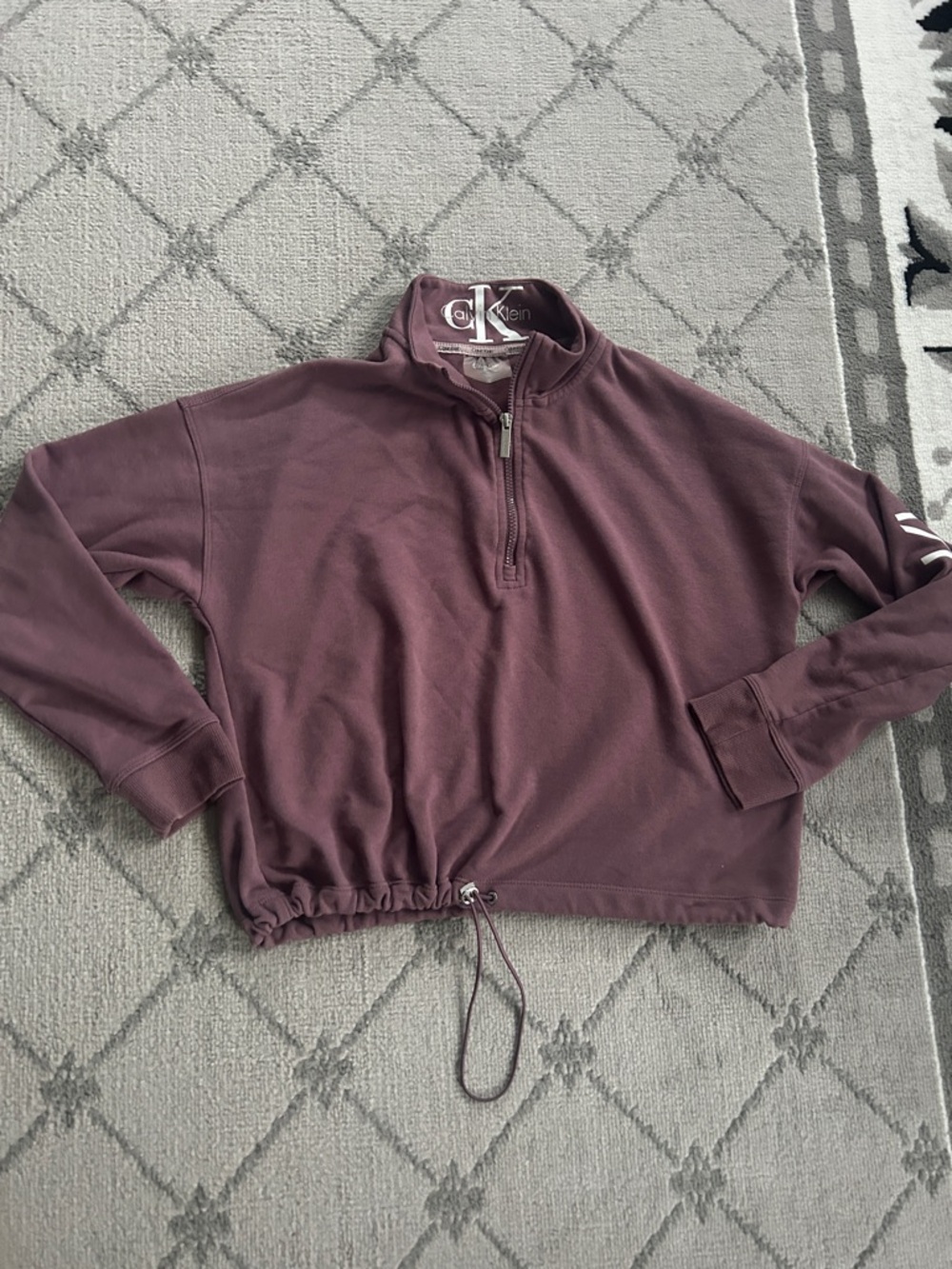 Calvin Klein Plum Quarter-Zip Crop Sweatshirt